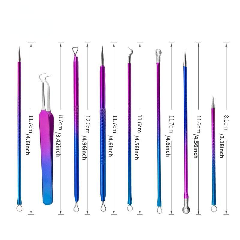 8pcs/set Color Pimple Comedone Extractor Tool Skin Care Acne Removal Kit for Pimples Blackheads Blemish Whitehead Removing Tool