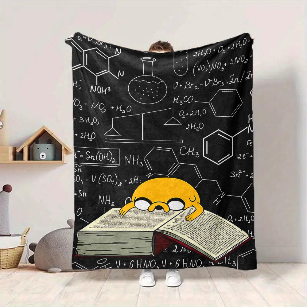 1pc Jake the Dog Flannel Throw Blanket HD Printed Lightweight Soft Warm All Season Blanket for Sofa, Bed, Travel, Camping Machine Washable