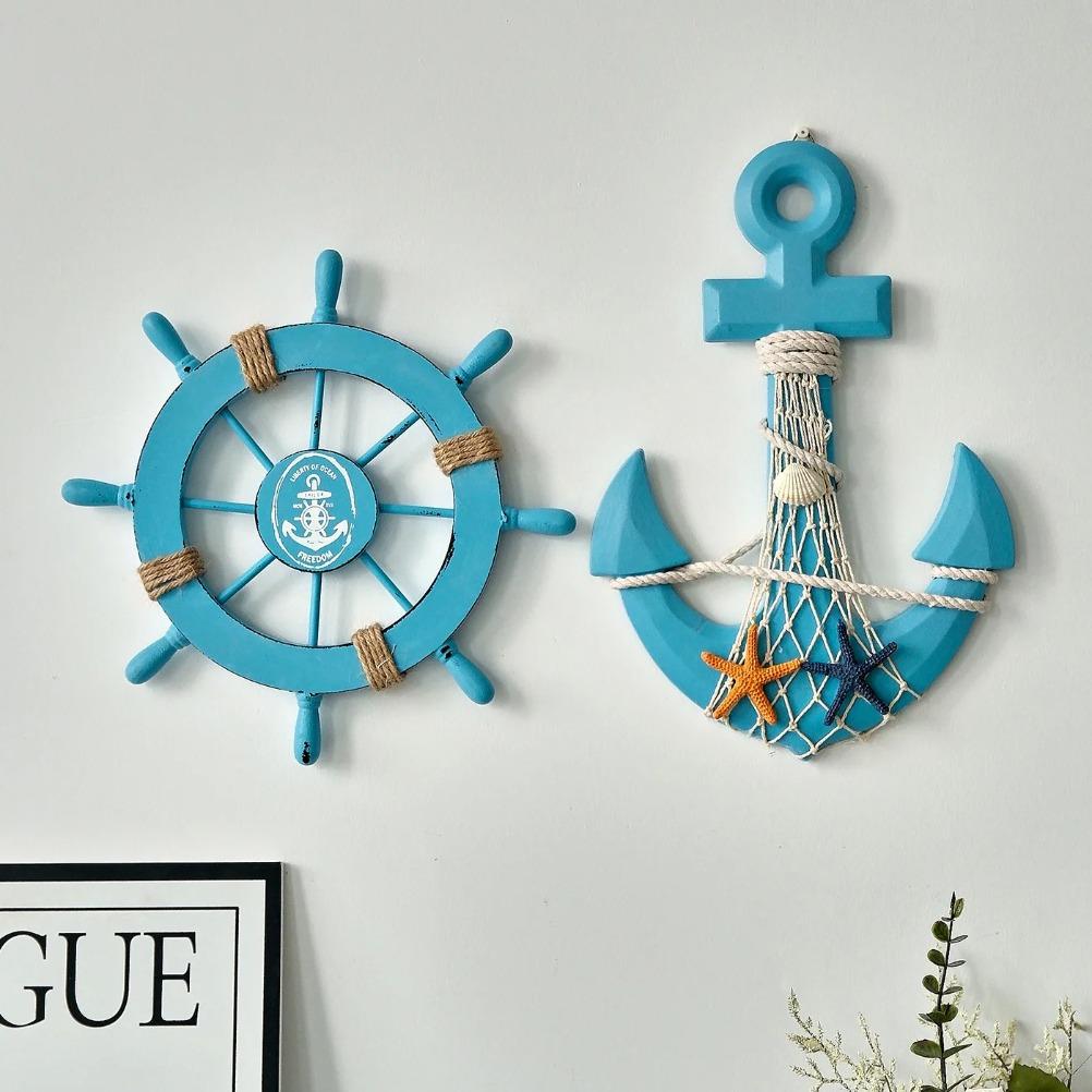 Creative Helmsman Anchor Wall Decoration Wooden Handicraft Set Wall Mounted Home Decor Items Ship Rudder Home Decoration