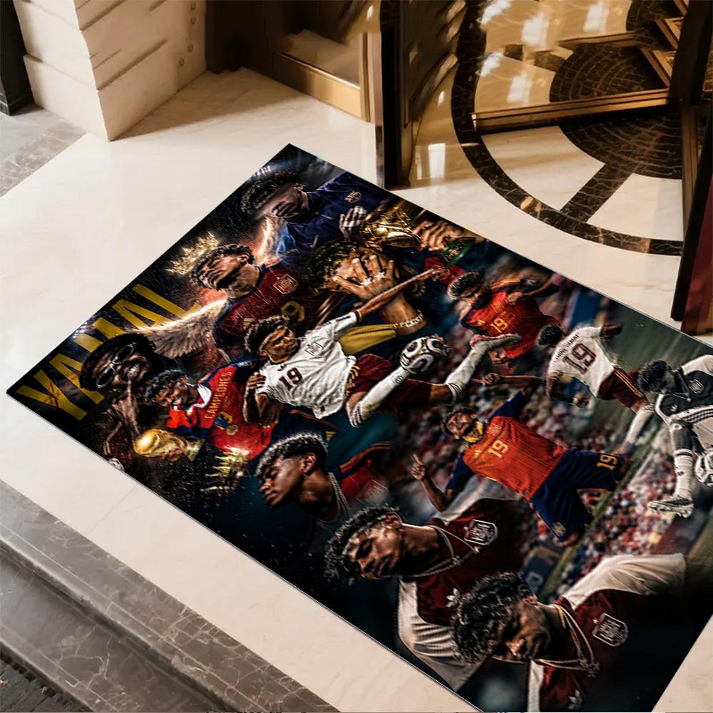 Lamine Yamal's Spanien Fußball Legende Teppich Perfekt für Schlafzimmer Esszimmer Wohnheim Außenbereich Rutschfester Teppich Anime Büro Dekoration Am besten für Weihnachten