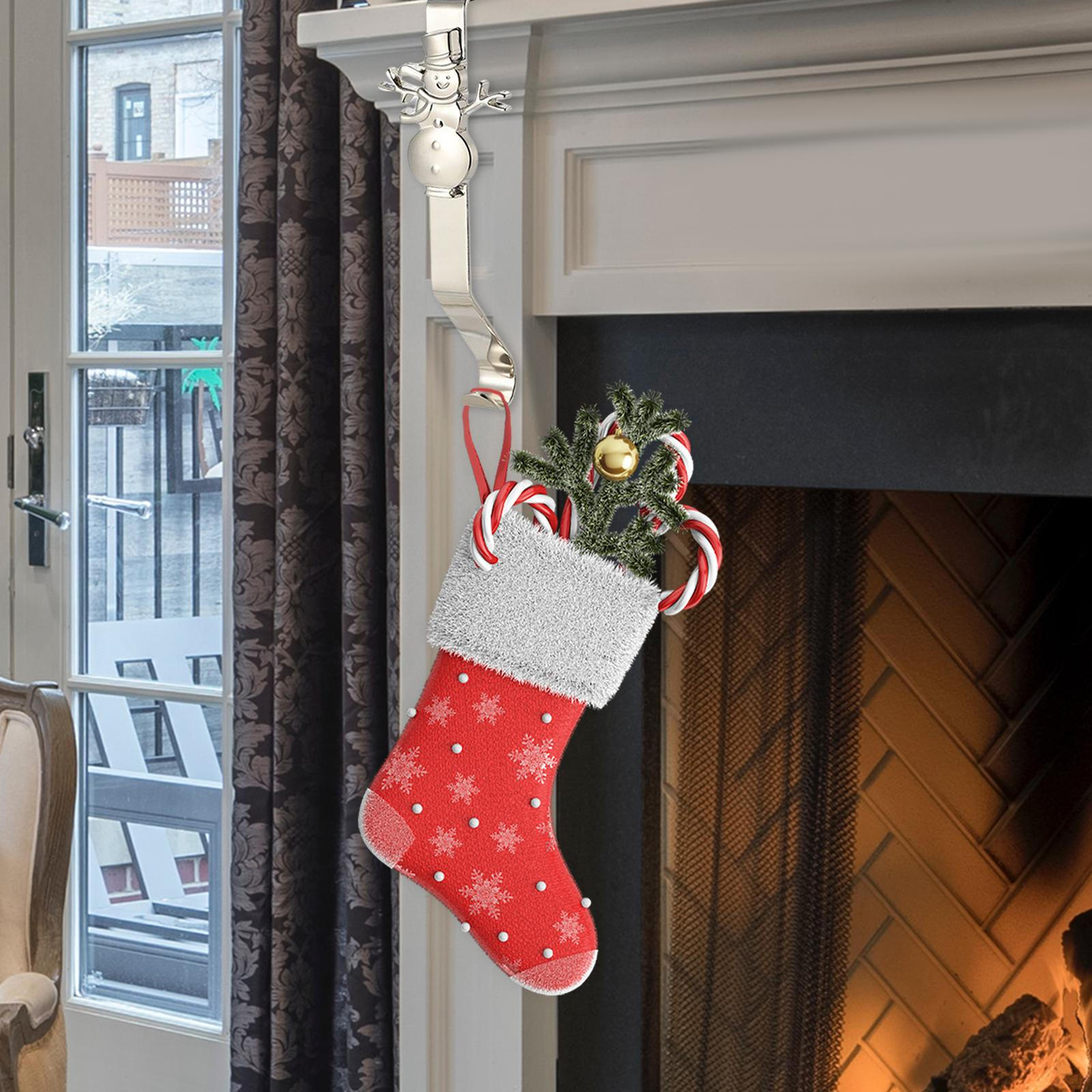 

Metal Stocking Hangers Fireplace Hooks for Mantle Creative Durable Hook Holiday Gifts Snowman