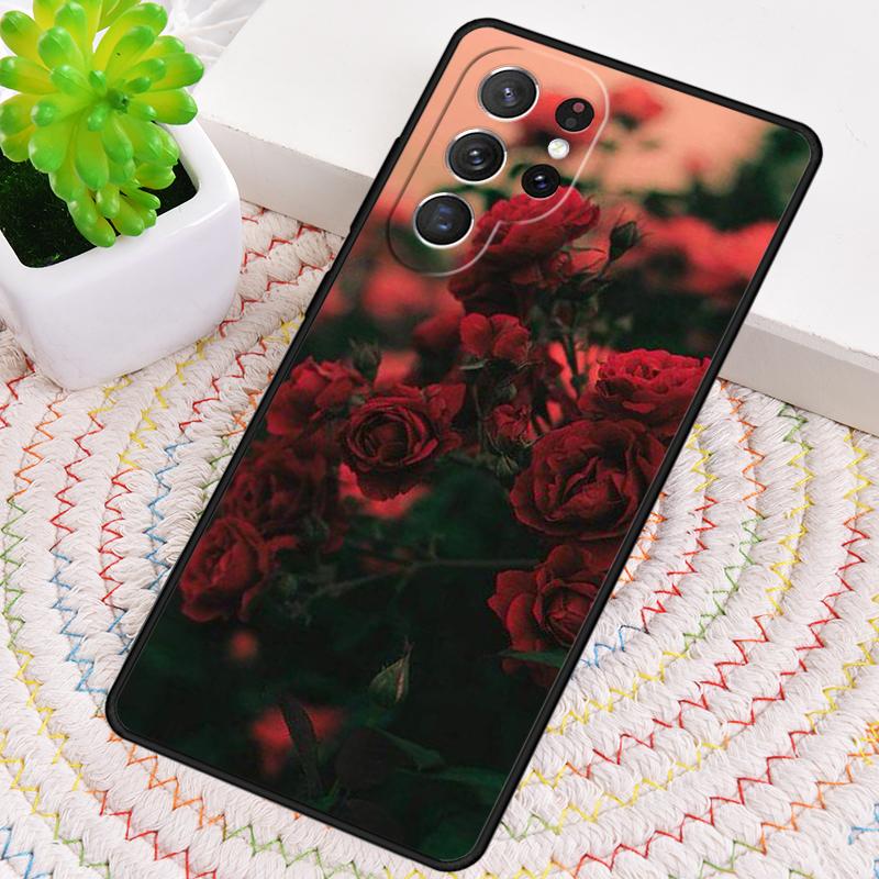 Red Rose TPU Phone Case For Samsung Galaxy note 10 pro S26 S25 S24 S23 S22 Ultra Plus S21 FE S20 Shockproof Cover