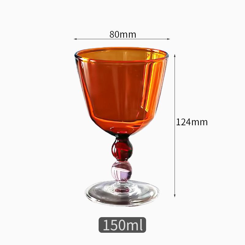 Vintage Stem Glass Multi-Purpose Colored Glass Cup for Cocktail Brandy Coffee Retro Style Home Bar Essential