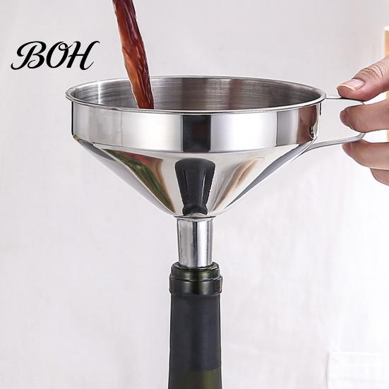Metal Funnel for Kitchen Use Stainless Steel with Handle, Wide Mouth Handled Funnel, Oil Pouring Smooth And Anti-Splash Storage