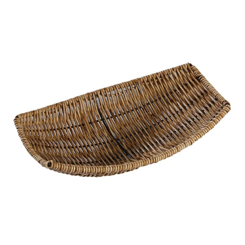 Nordic Style Plastic Rattan Woven Snack Basket for Coffee Table