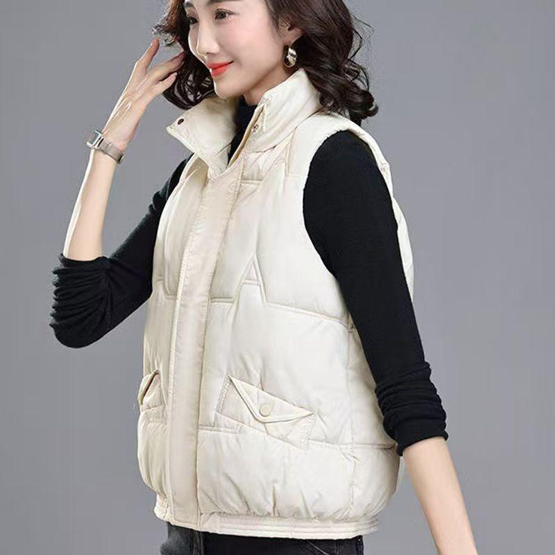 

Женский осенне-зимний короткий модный свободный универсальный стеганый пуховый жилет, утолщенный жилет со стойкой, для верхней одежды 2XL