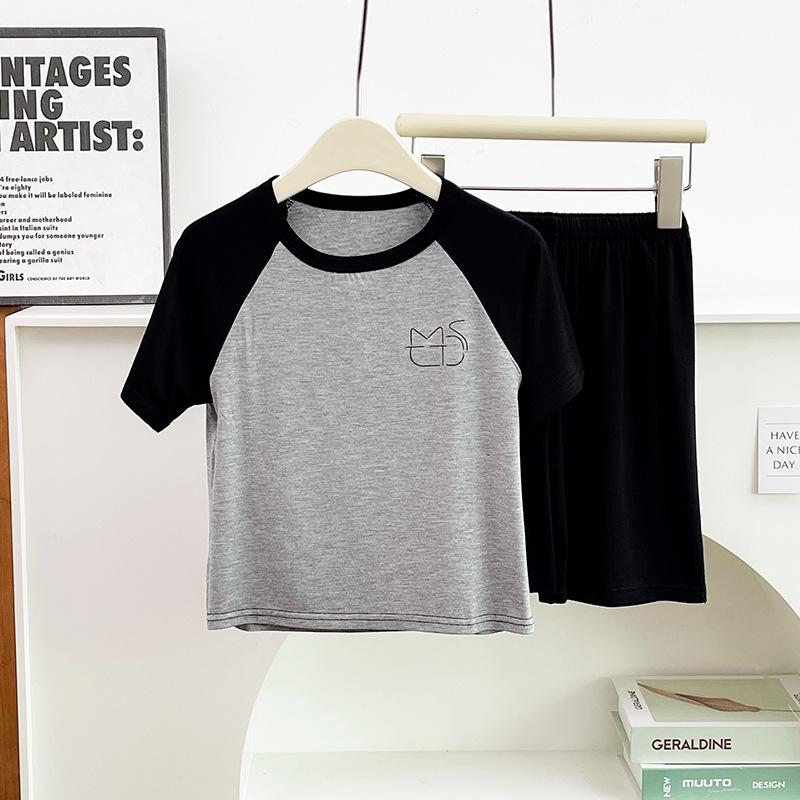 Modal Summer Pajamas: Ice Silk Short-Sleeve Set for Boys and Girls 