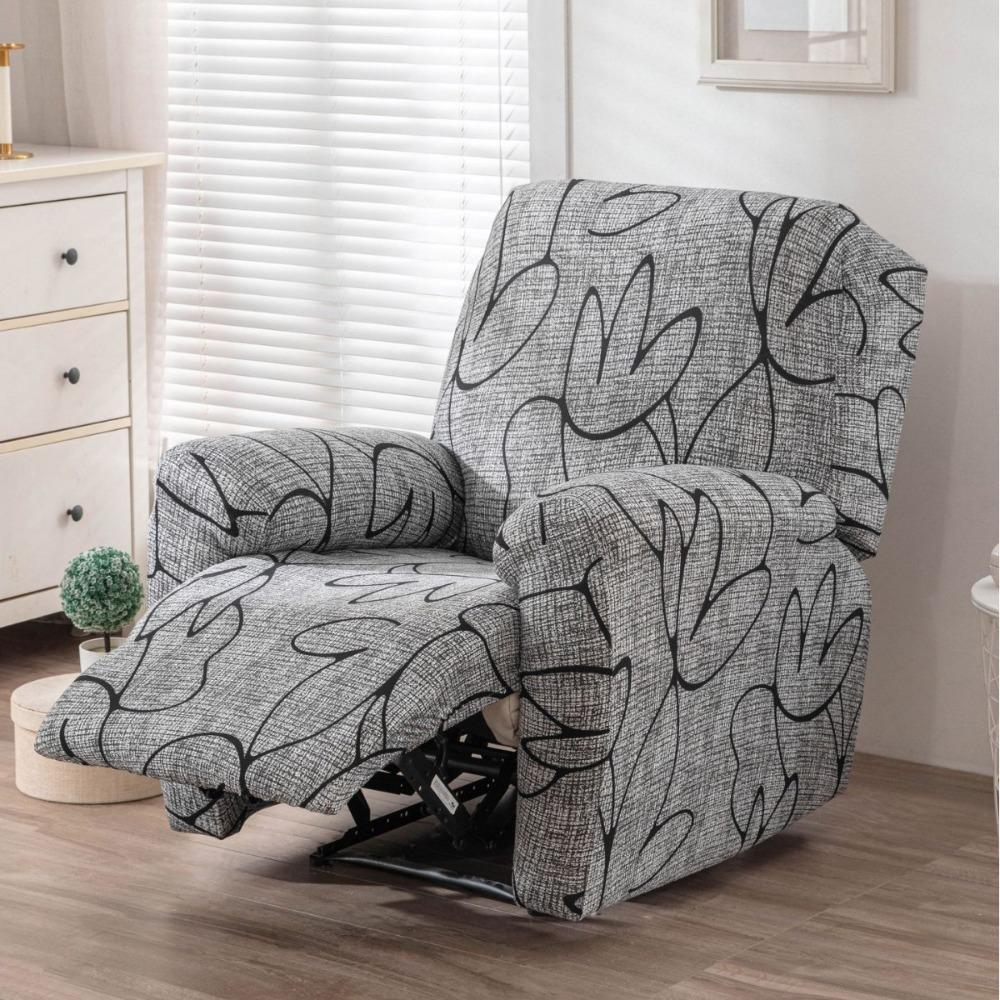 

Elastic Recliner Sofa Cover Full Protection Thick Fabric Slipcover with Floral Print for Rocking Chairs 1 Person 4pcs/Set