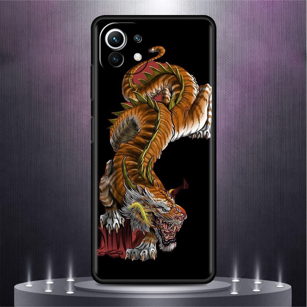 Black Case For Xiaomi Mi Poco X3 NFC M4 F3 C40 11 11T 10T Pro 12 9T 9 10 Lite TPU Phone Cover Tiger Animal