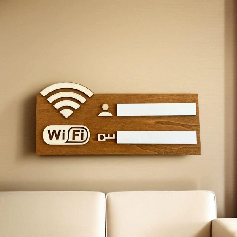 1Pc Rustic Wooden Wifi Password Sign, Vintage Wall-Mounted Wireless Network Indicator Plaque, Multi-Purpose Home Decor Accessory