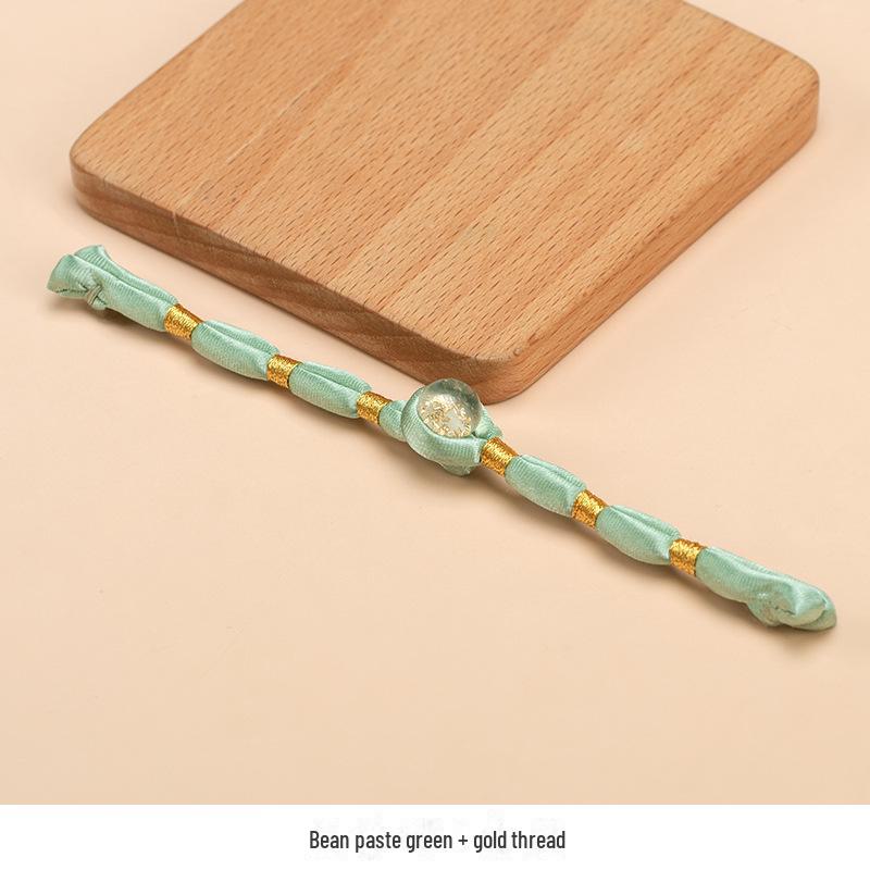 Hengmeihe Ręcznie Robiony Koralikowy Guzik Cheongsam ze Złotej Folii z Wykończeniem Złotą Nicią