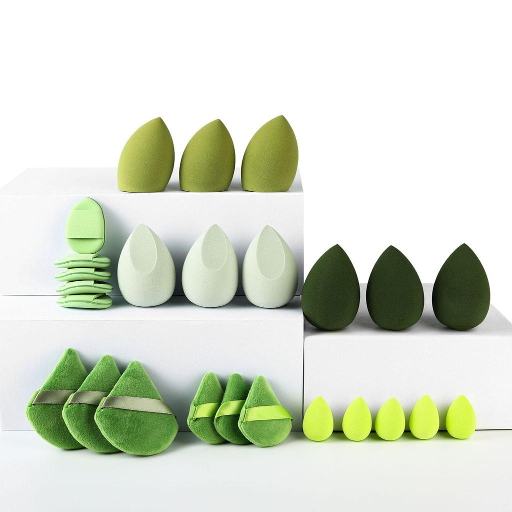 Multi-piece Powder Puff Set: Includes Beauty Blender, Thumb Puff, Mini Puff, and Cotton Puff In 5/14/19/25/34-piece Options.