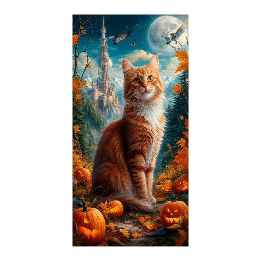Moon Cat Flower Large Size Diamond Painting New Collection Animals Diy Full Drill Rhinestone Embroidery Mosaic Cross Stitch Kits Wall Decor