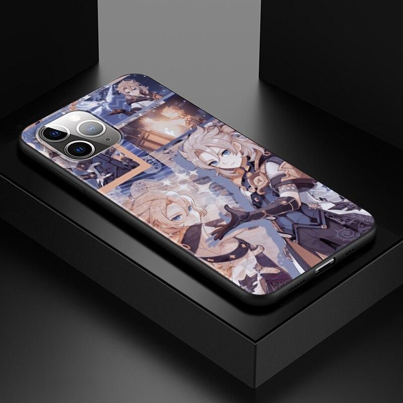 Genshin wpływ na Apple iPhone 13 12 11 SE XS XR X 7 8 6 5 S mini Plus Pro MAX 2020 miękki czarny futerał na telefon