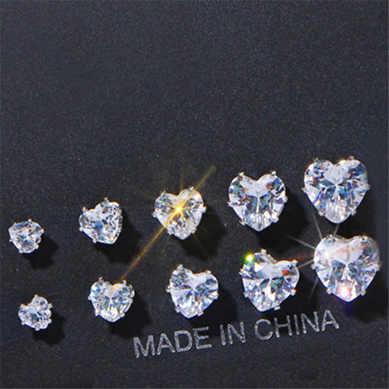 Classic 12Pairs Cubic Zirconia Stud Earrings Set For Women Silver Color Round Heart Crystal Rhinestone Earrings Brinco Jewelry