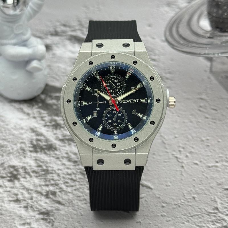 Мужские часы JYL Синий свет Силиконовый Повседневный Спортивный ремешок Black темный салатный