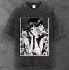 Mens Anime Girl Horror Manga Oversized T Shirt Washed Black Grunge S-2XL