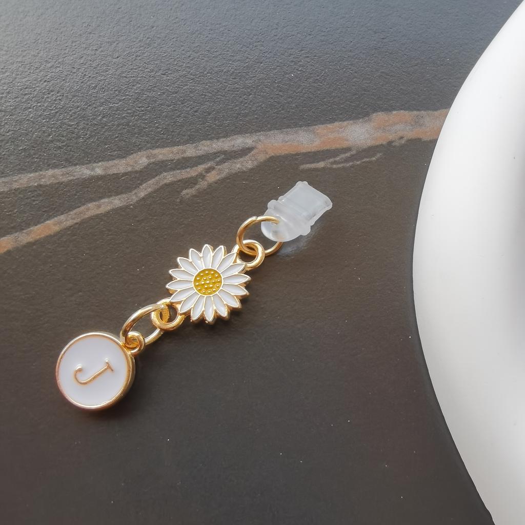 1 szt. Kreatywny stokrotka/słonecznik litera zatyczka przeciwkurzowa do telefonu komórkowego/europejskie i amerykańskie 26 wielkich liter A-Z zawieszka do telefonu komórkowego