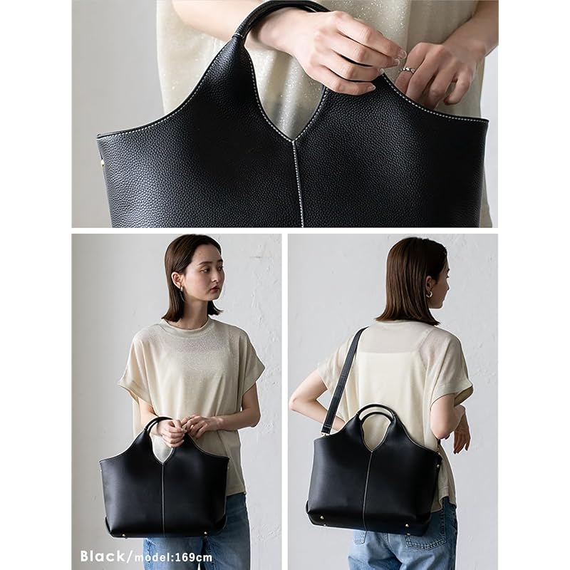 [VITAFELICE] Vita Felice triangle handle 2way tote bag ladies inb-10138p (black)