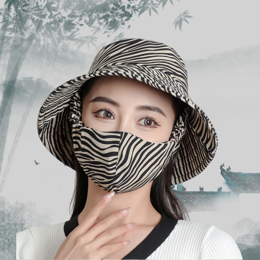 Chapeau de soleil d'été chapeau seau chapeau avec masque intégré protection solaire d'été chapeau de soleil protection solaire extérieure chapeau pour le visage