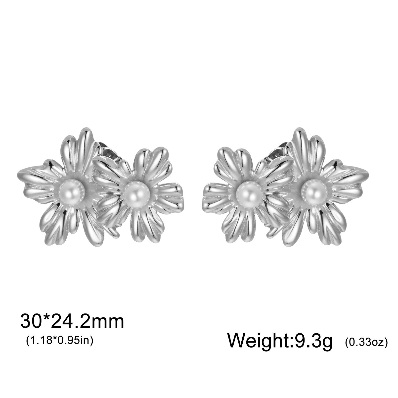 

Teamer Pearl Flower Stud Earring For Women Girls Two Color Stainless Steel Simple Style Fashion Jewelry Birthday Gift 2026 New
