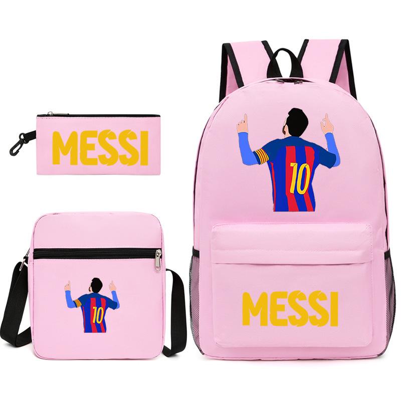 Large Capacity Schoolbag with Shoulder Strap; Student Three-piece Pencil Case Set
