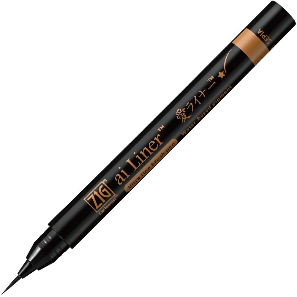 Kuretake Ai Liner Brush Ultra Sepia Pen, Fine, ED101-605