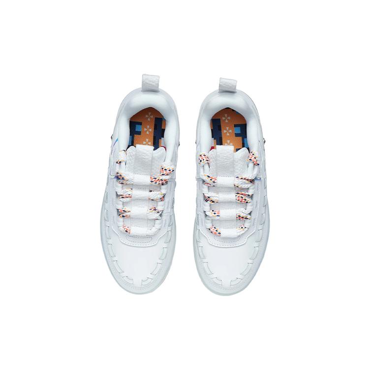 Li Ning CF Tracing Synthetic Leather Abrasion Resistant Breathable Support Low top Skateboard Shoes Women's White AGCP232-16