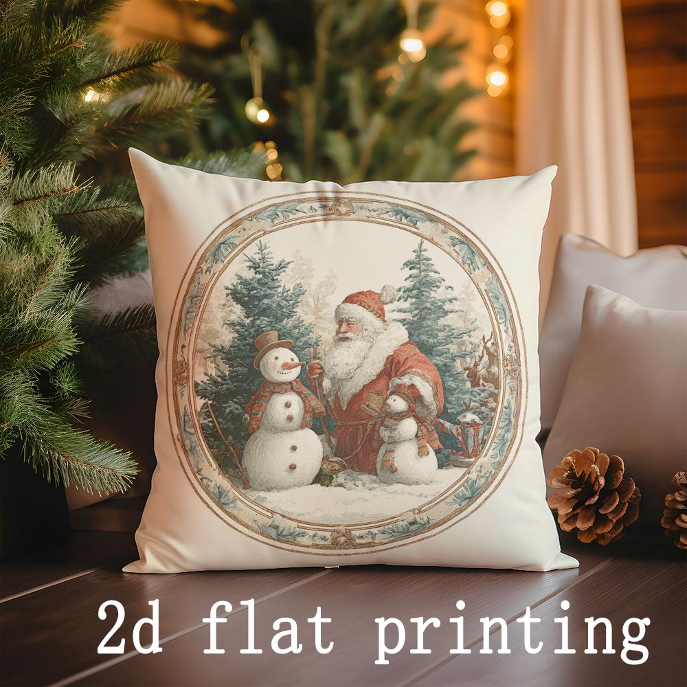 Home Decor Christmas-themed Patterns Pillow Covers for Home Pattern Cushion Cover Suitable for Sofa Bedroom Car Pillow Cover