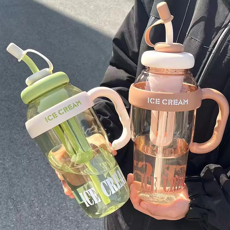 Stylish Summer Plastic Cups: Belly Cup, Cute Straw, and Large Water Bottle