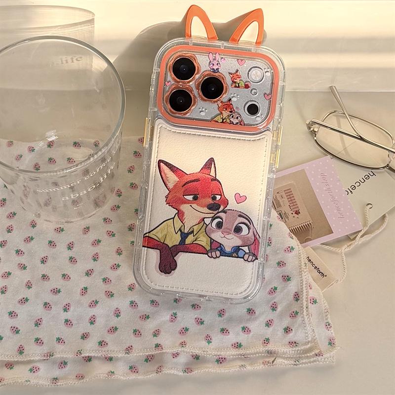 Cartoon Judy Nick Police Uniform Stand Case for iPhone 17/16 Pro Max/15/14