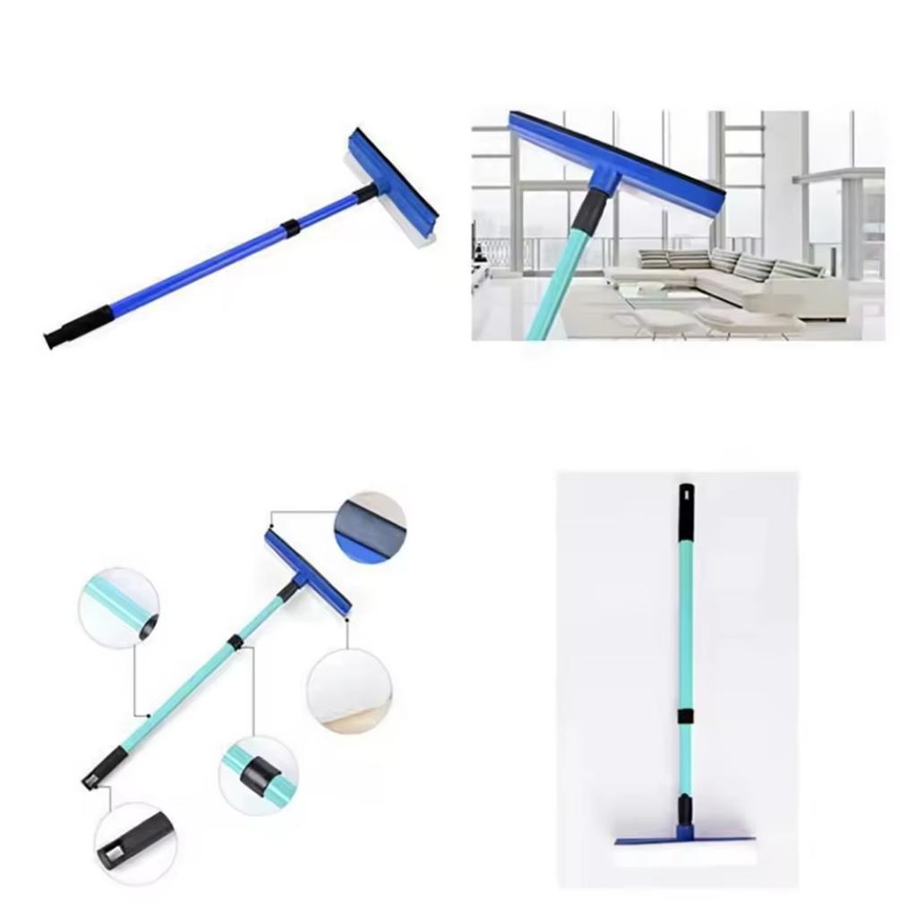 2 In 1 Telescopic Window Glass Cleaner Wiper Long Handle Sponge Brush Window Mop Squeegee Wiper Cleaning Tool