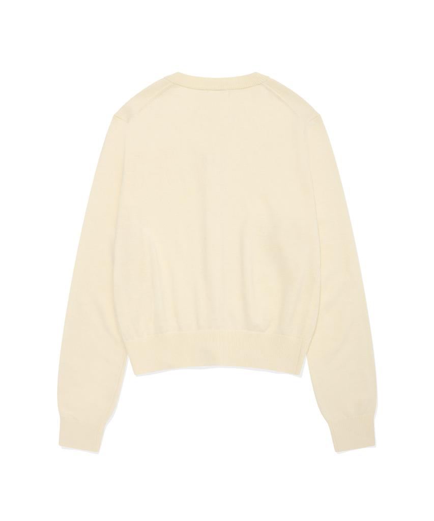 COVERNAT WOMAN Basic Round Wool Knit Cardigan Ivory