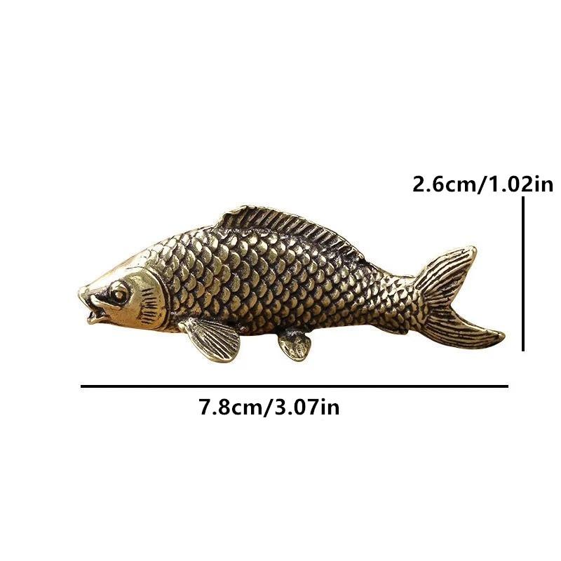 Retro Brass Carp Fish Figurine Miniature Tea Table Pet Small Ornament Copper Animal Feng Shui Crafts Home Decoration Accessories
