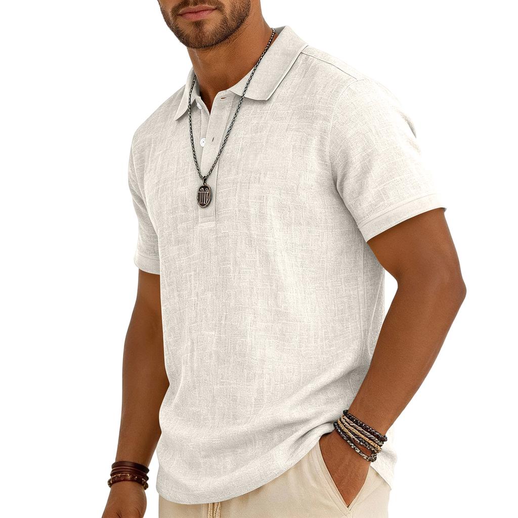 Men's Casual -color Summer - Cotton And Linen Short-sleeved Shirt