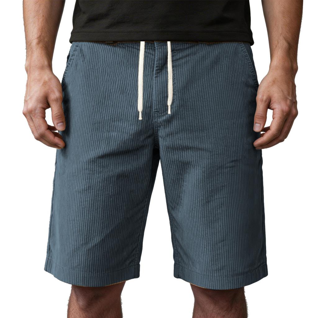 Męskie sztruksowe spodenki casual z wieloma kieszeniami, luźny krój, pięciokieszeniowy design, wygodne spodnie o średniej długości do codziennego noszenia