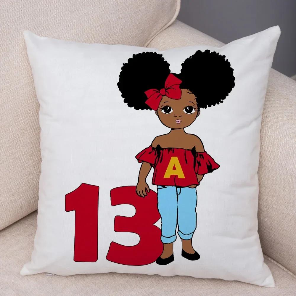 Cute Cartoon Girl Pillowcase Sofa Cushion Cover Home Children's Room Decoration