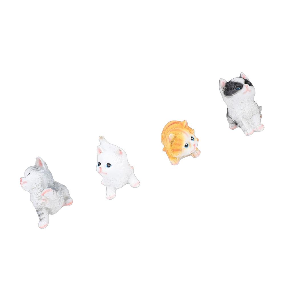 4pcs Miniature Cat Figurines Resin Cute Mini Kittens Statue for Desk Dollhouses Landscape Bonsai Decoration