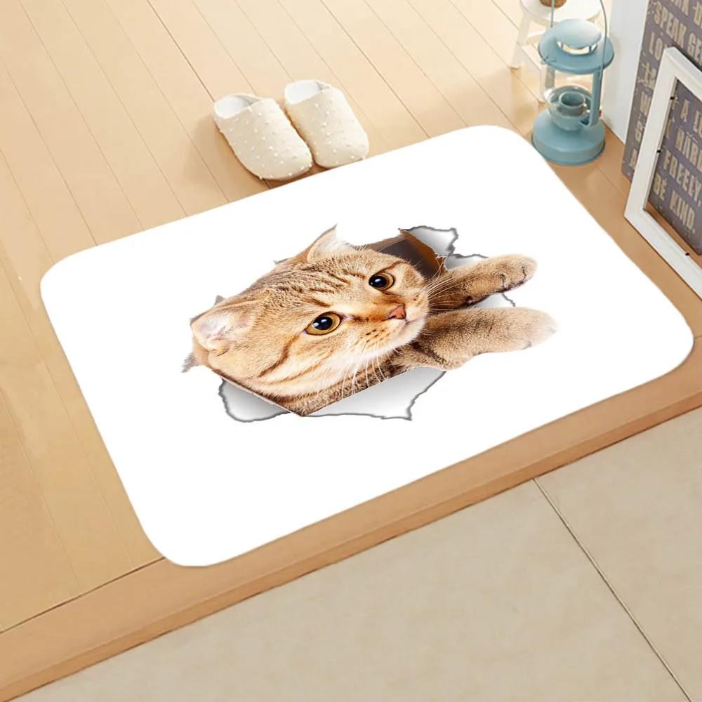 Cute Cat Dog  Pattern New Entrance Floor Mat Bathroom Absorbent Foot Door Mat Horror Skeleton Decoration Nonslip Area Foot Mats
