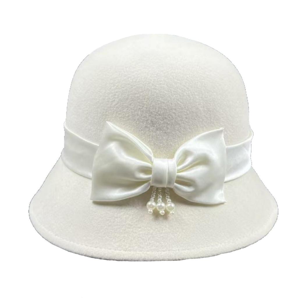Fu Huan Australian Wool Autumn and Winter Hat Socialite French Top Hat Elegant Basin Hat Bucket Hat