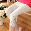 Women Skinny Pants Lace Hollow Leggings Mid Calf Capris Female Short