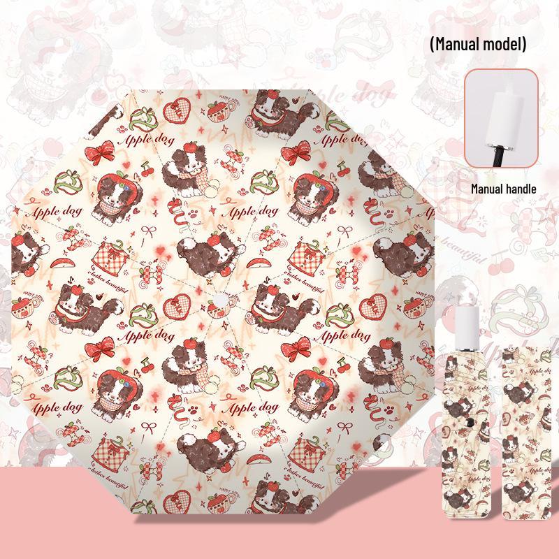 

Automatic Cute Sun and Rain Umbrella for Students - Black Glue Foldable Sunshade & Anti-Rebound Protection