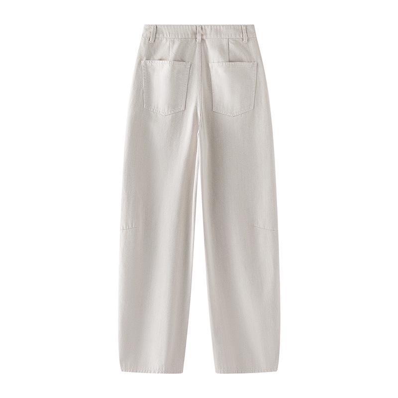 Damskie Proste Jeansy Banana z Wysokim Stanem - Wiosna 2025 Luźne Spodnie Casual z Szerokimi Nogawkami i Zakrzywionym Krojem