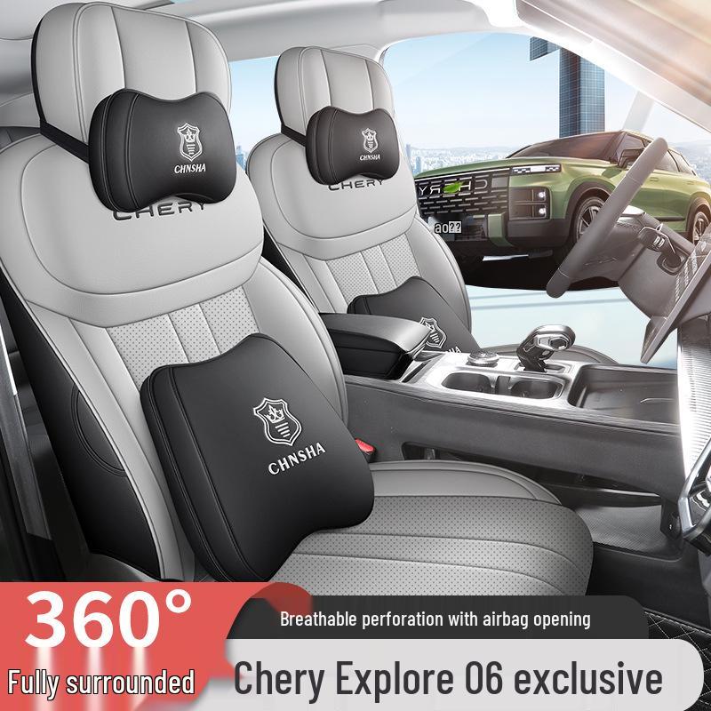 Universal Full Leather Car Seat Cushion for Explore 06 - New Model, Fits Five-Seat, All-Season Use.