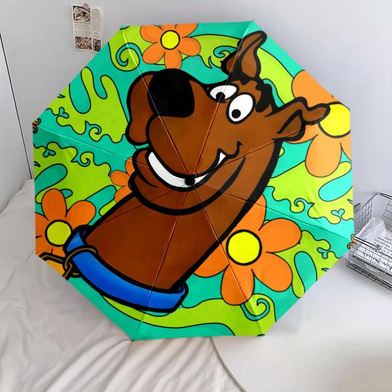 Courage the Cowardly Dog and Scooby-Doo  Pattern, Automatic Folding Umbrella, Portable and Foldable Design, 8 Ribs, a Christmas or Birthday Gift.