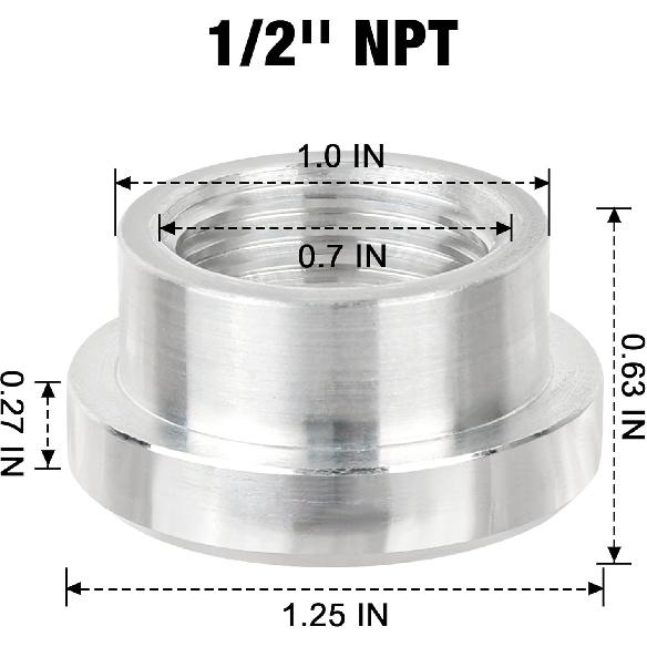 EVIL ENERGY 1/2" NPT Female Weld on Bung Fitting Aluminum 2PCS