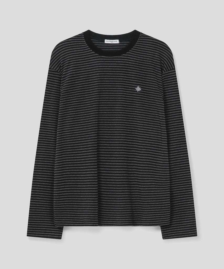 SLOW RECORD HOUSE Striped Long Sleeve_Black