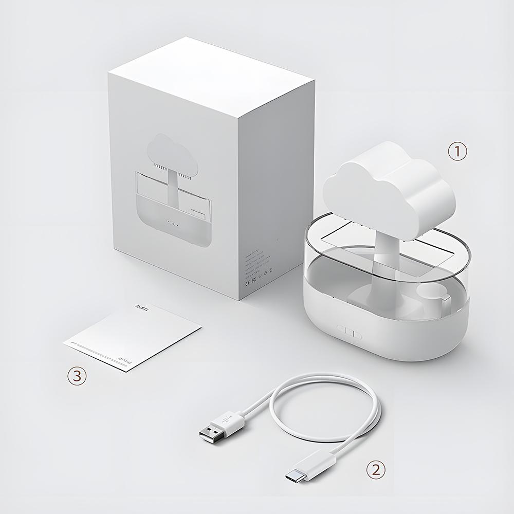 Umidificador Rain Cloud Water Drip 7 cores que mudam Luz LED Desligamento automático 2 modos 200ml