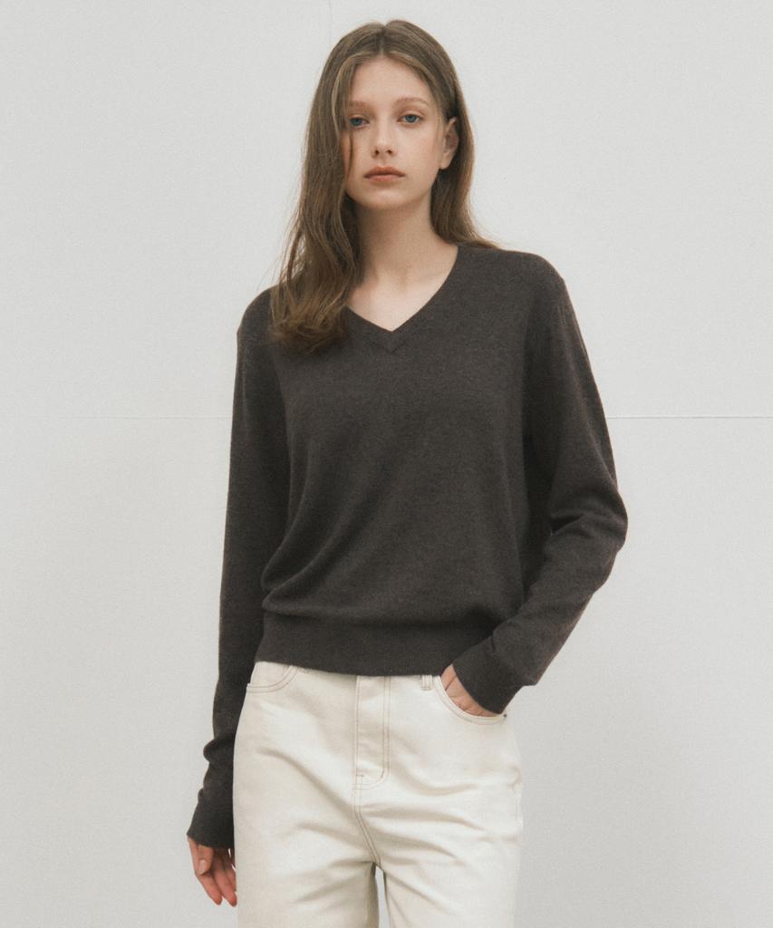 Wednesday Oasis For Woman Loewe Angora Blend V-Neck Knit_Brown(Wc25-Kn44)