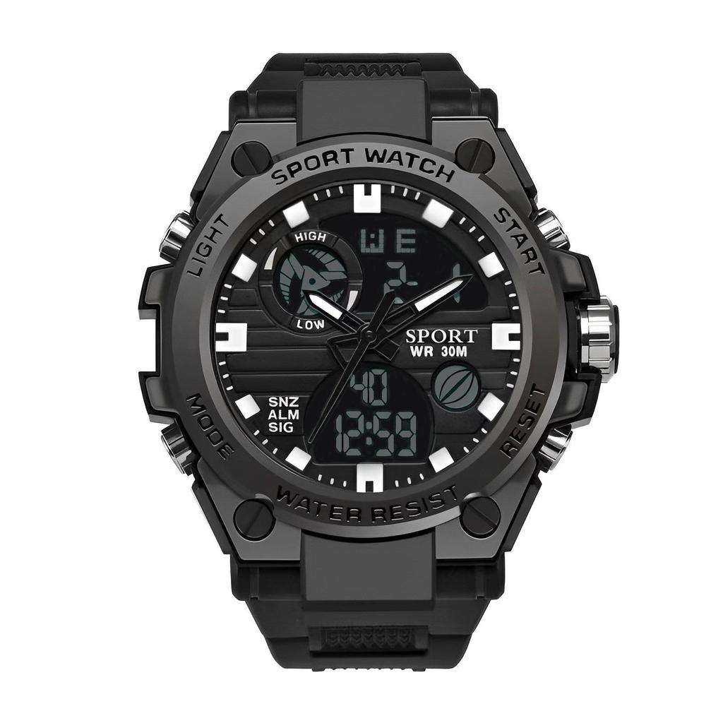 Men's Korean Style Multifunctional Outdoor Sports Luminous Dual Display Electronic Watch
